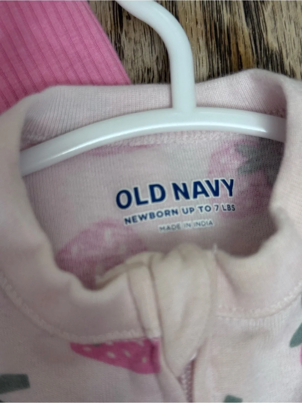 Old Navy Girl Set of 2 Pink Strawberry Print & Solid Pink Outfit Size Newborn